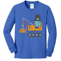 Funny Pilgrim Crane Turkey Thanksgiving Truck Kids Long Sleeve Shirt