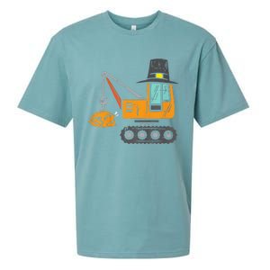 Funny Pilgrim Crane Turkey Thanksgiving Truck Sueded Cloud Jersey T-Shirt