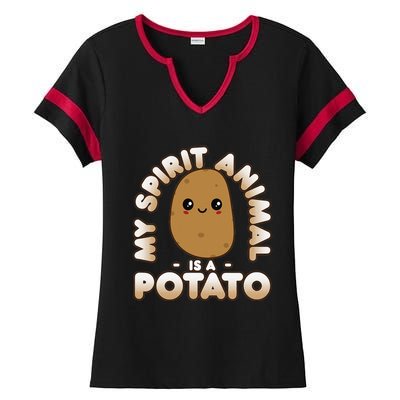 Funny Potato Cute Kawaii My Spirit Animal Is A Potato Ladies Halftime Notch Neck Tee