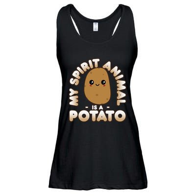 Funny Potato Cute Kawaii My Spirit Animal Is A Potato Ladies Essential Flowy Tank