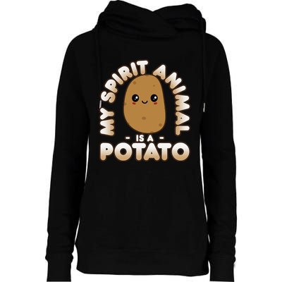 Funny Potato Cute Kawaii My Spirit Animal Is A Potato Womens Funnel Neck Pullover Hood