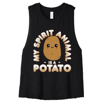 Funny Potato Cute Kawaii My Spirit Animal Is A Potato Women's Racerback Cropped Tank