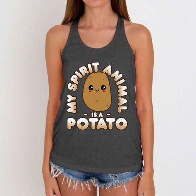 Funny Potato Cute Kawaii My Spirit Animal Is A Potato Women's Knotted Racerback Tank