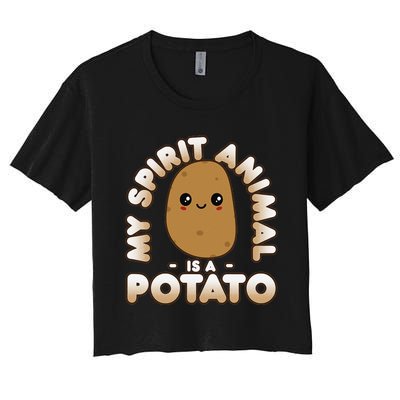 Funny Potato Cute Kawaii My Spirit Animal Is A Potato Women's Crop Top Tee