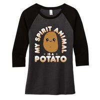 Funny Potato Cute Kawaii My Spirit Animal Is A Potato Women's Tri-Blend 3/4-Sleeve Raglan Shirt