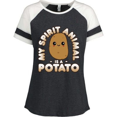 Funny Potato Cute Kawaii My Spirit Animal Is A Potato Enza Ladies Jersey Colorblock Tee