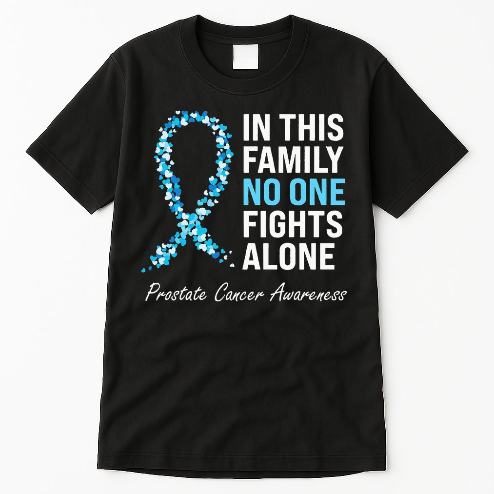 Family Prostate Cancer Awareness Light Blue Ribbon Survivor Tall T-Shirt