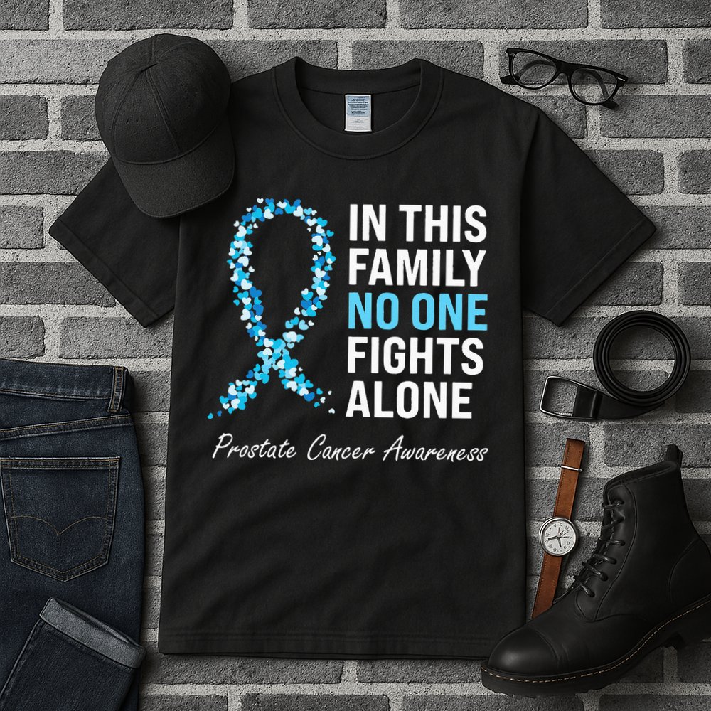 Family Prostate Cancer Awareness Light Blue Ribbon Survivor Tall T-Shirt