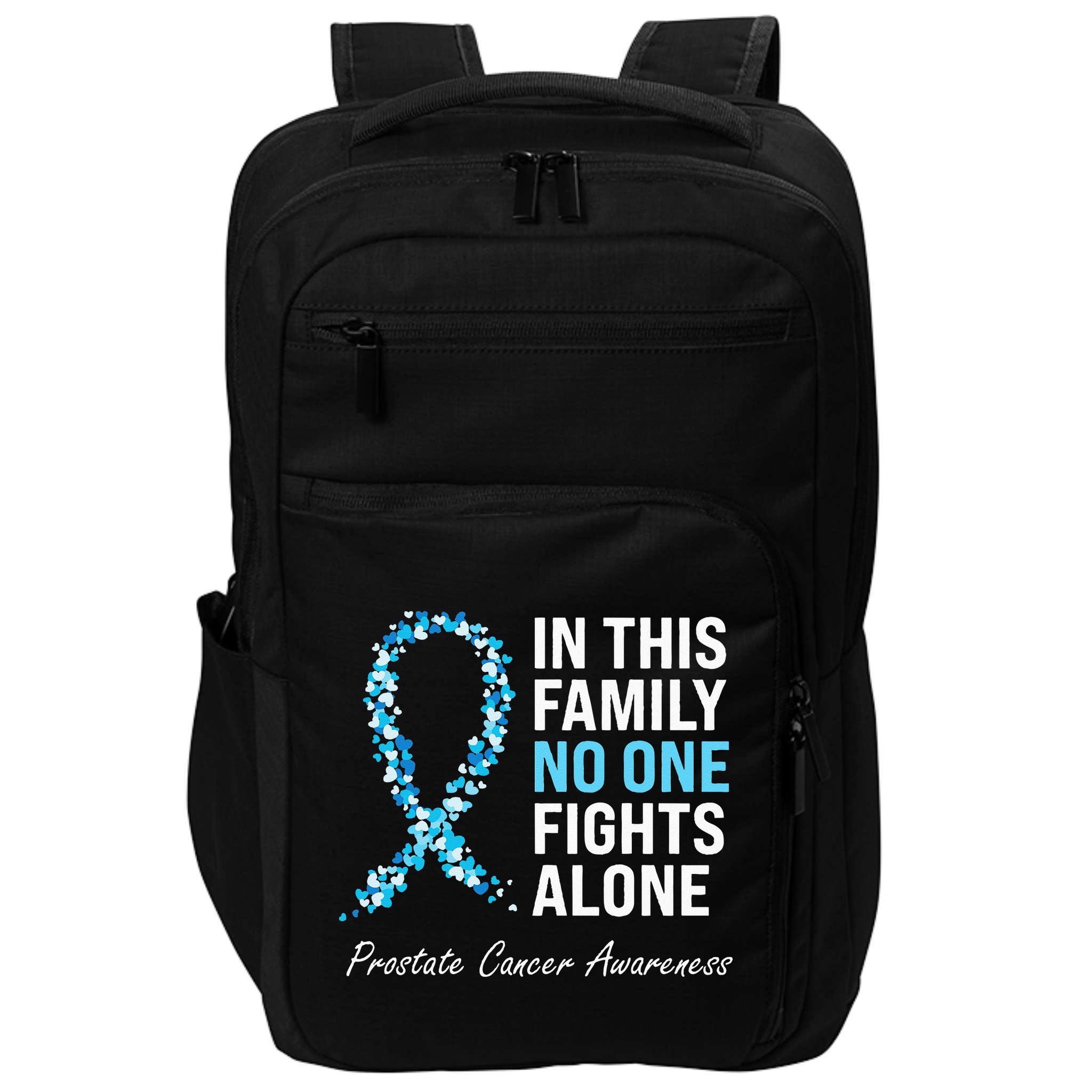 Family Prostate Cancer Awareness Light Blue Ribbon Survivor Impact Tech Backpack