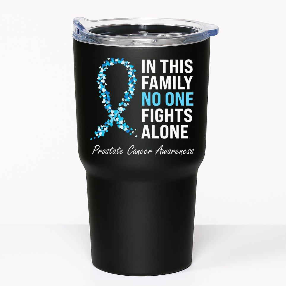 Family Prostate Cancer Awareness Light Blue Ribbon Survivor Tumbler