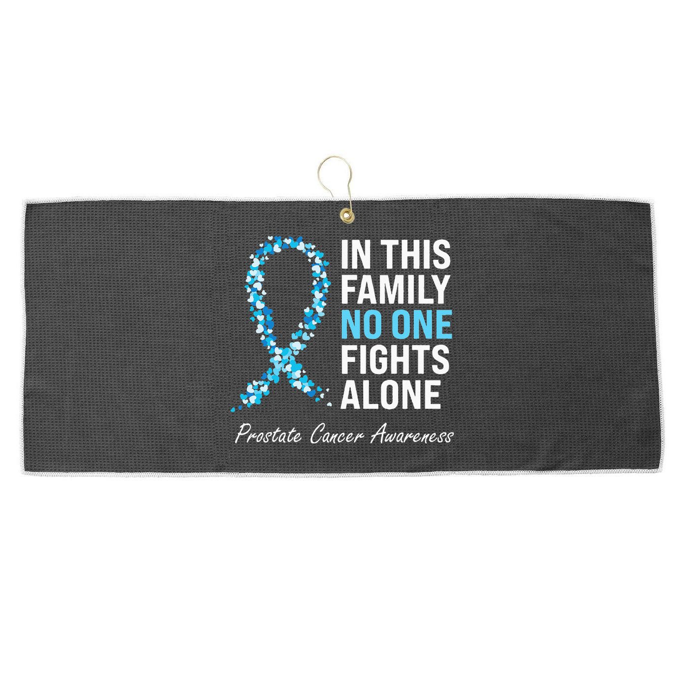 Family Prostate Cancer Awareness Light Blue Ribbon Survivor Large Microfiber Waffle Golf Towel