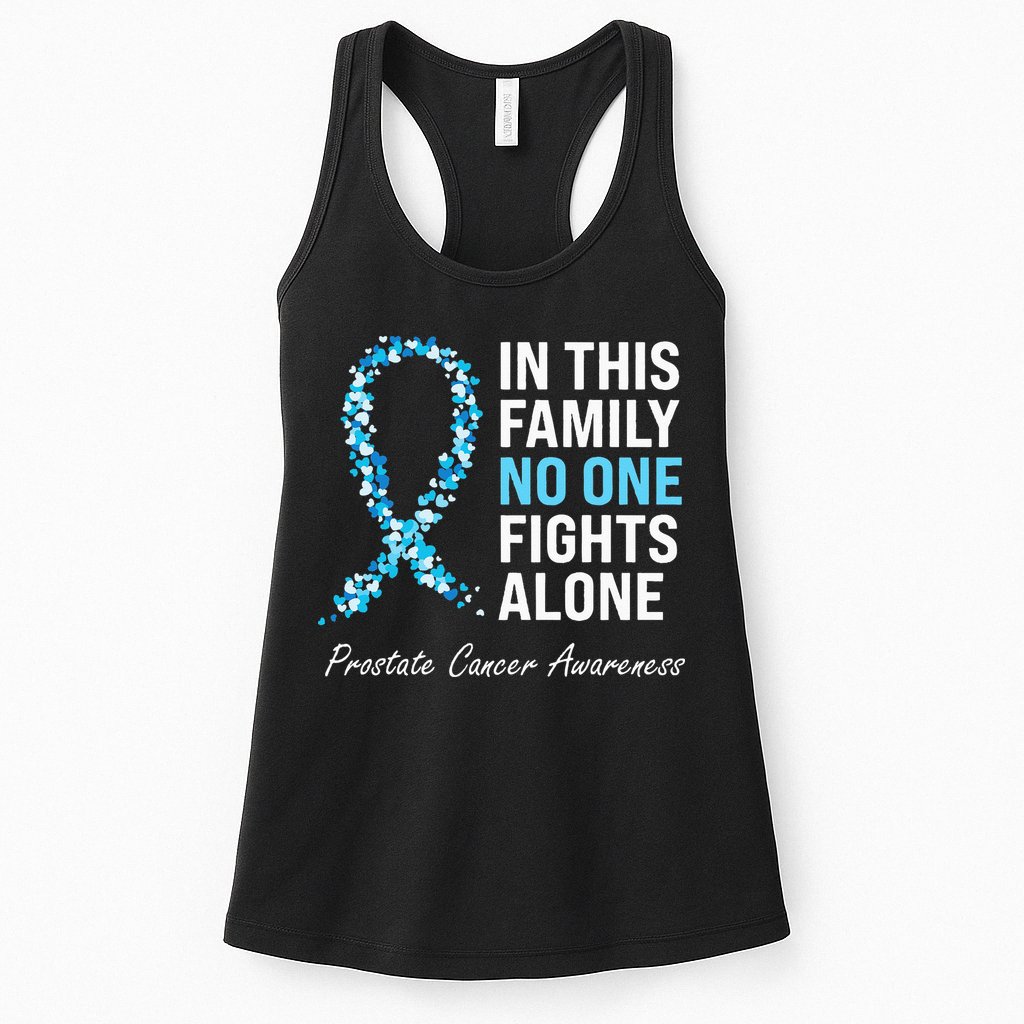 Family Prostate Cancer Awareness Light Blue Ribbon Survivor Womens Tank Top