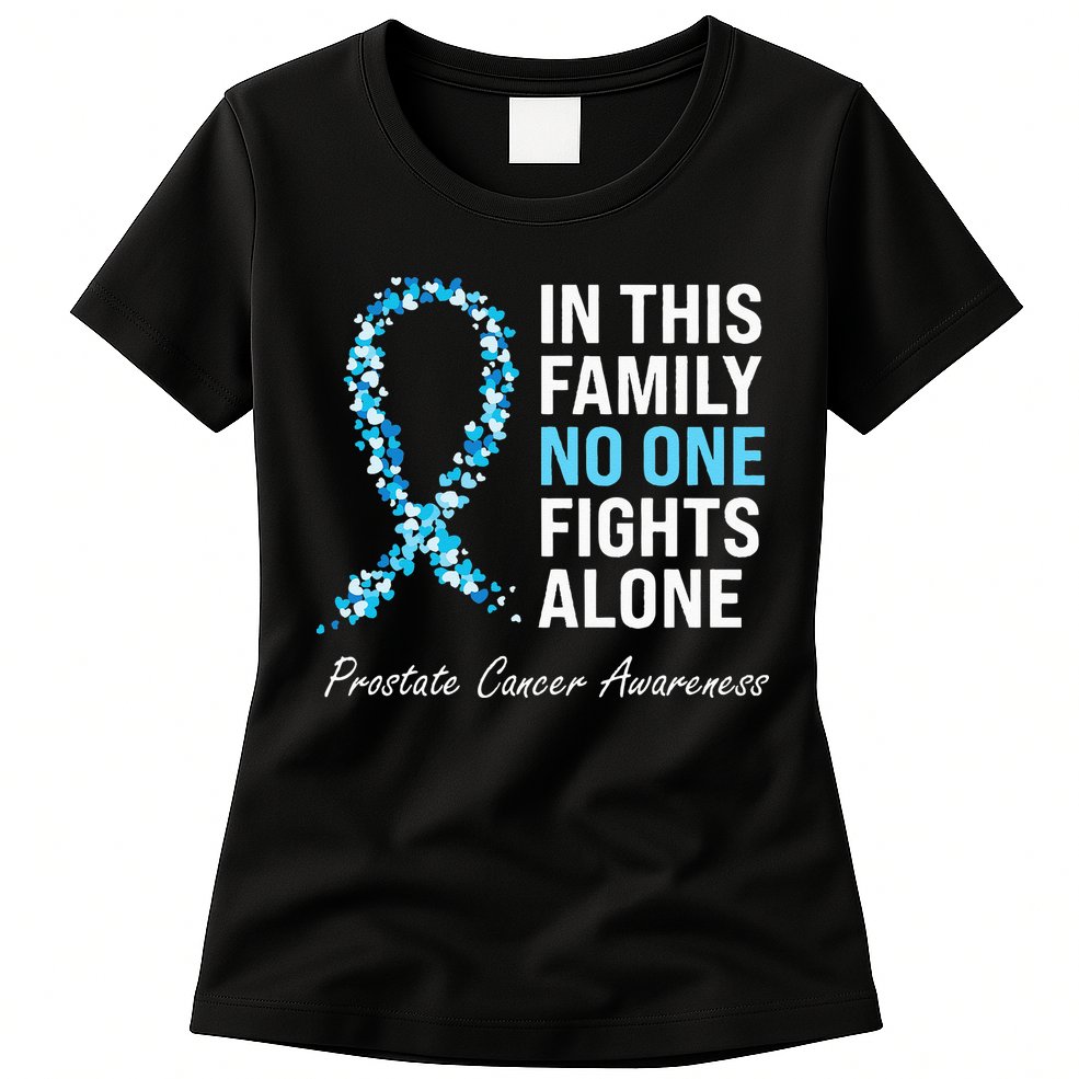 Family Prostate Cancer Awareness Light Blue Ribbon Survivor Womens T-Shirt