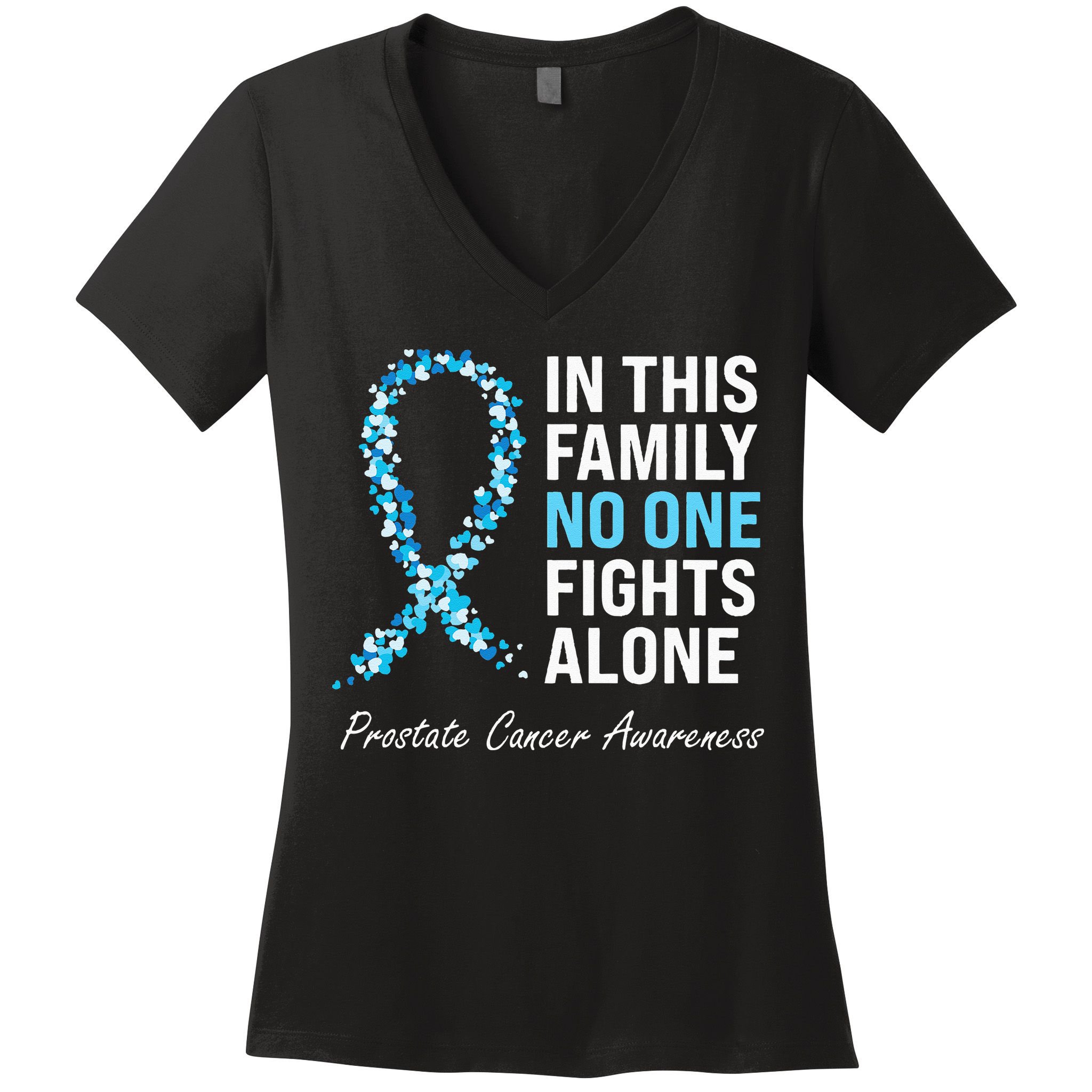 Family Prostate Cancer Awareness Light Blue Ribbon Survivor Women's V-Neck T-Shirt