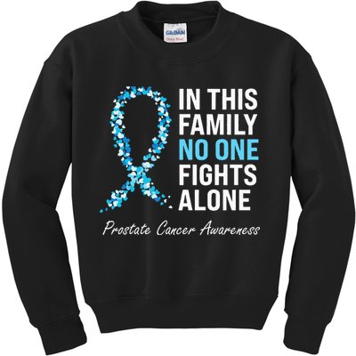 Family Prostate Cancer Awareness Light Blue Ribbon Survivor Kids Sweatshirt
