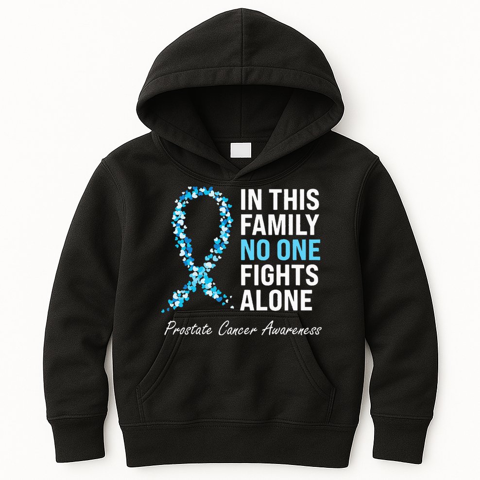 Family Prostate Cancer Awareness Light Blue Ribbon Survivor Kids Hoodie