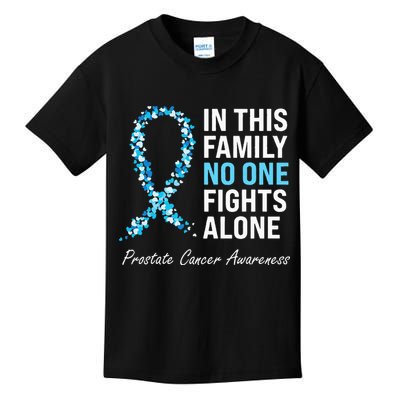 Family Prostate Cancer Awareness Light Blue Ribbon Survivor Kids T-Shirt