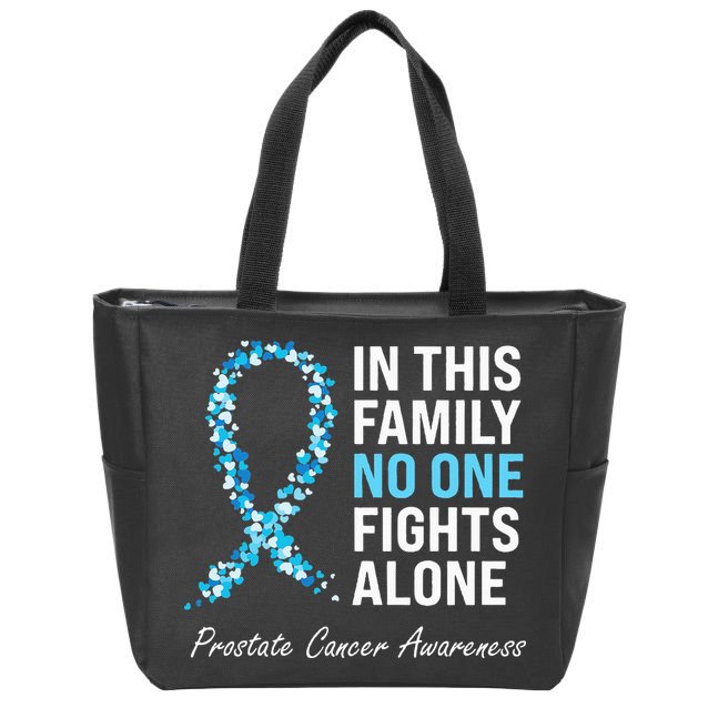 Family Prostate Cancer Awareness Light Blue Ribbon Survivor Zip Tote Bag