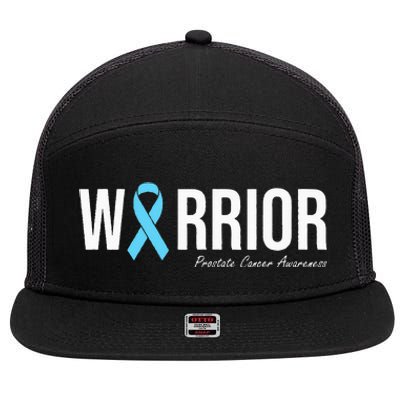 Family Prostate Cancer Awareness Light Blue Ribbon Warrior 7 Panel Mesh Trucker Snapback Hat