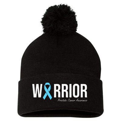 Family Prostate Cancer Awareness Light Blue Ribbon Warrior Pom Pom 12in Knit Beanie