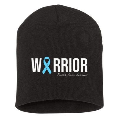 Family Prostate Cancer Awareness Light Blue Ribbon Warrior Short Acrylic Beanie