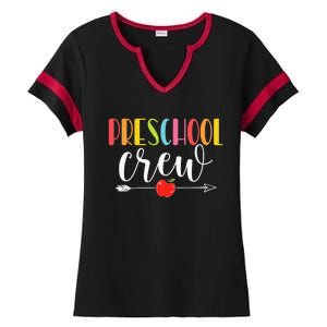 Funny Preschool Crew Teacher First Day Of School Ladies Halftime Notch Neck Tee