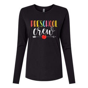 Funny Preschool Crew Teacher First Day Of School Womens Cotton Relaxed Long Sleeve T-Shirt