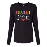 Funny Preschool Crew Teacher First Day Of School Womens Cotton Relaxed Long Sleeve T-Shirt