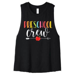 Funny Preschool Crew Teacher First Day Of School Women's Racerback Cropped Tank