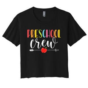 Funny Preschool Crew Teacher First Day Of School Women's Crop Top Tee