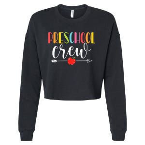 Funny Preschool Crew Teacher First Day Of School Cropped Pullover Crew