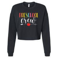 Funny Preschool Crew Teacher First Day Of School Cropped Pullover Crew