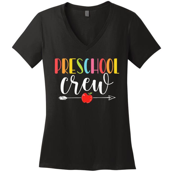 Funny Preschool Crew Teacher First Day Of School Women's V-Neck T-Shirt