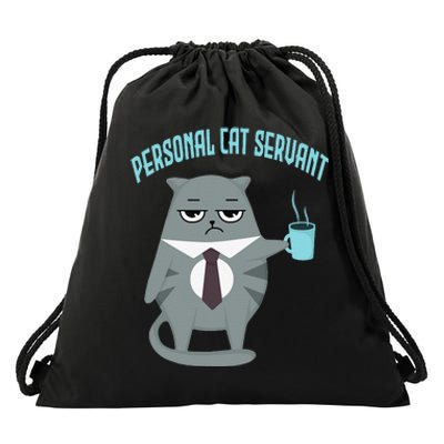 Funny Personal Cat Servant Funny Cat lover mom cat dad Drawstring Bag