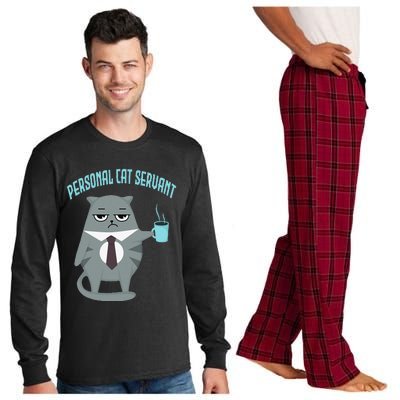 Funny Personal Cat Servant Funny Cat lover mom cat dad Long Sleeve Pajama Set