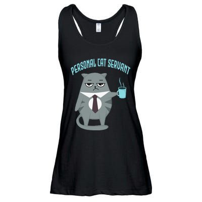 Funny Personal Cat Servant Funny Cat lover mom cat dad Ladies Essential Flowy Tank