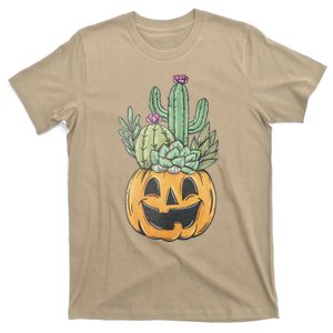 Funny Pumpkin Cactus Succulents Halloween Party Spooky T-Shirt