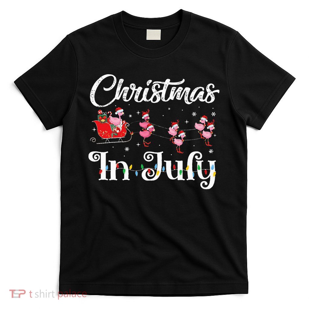 flamingo pink camping car christmas in july party T-Shirt