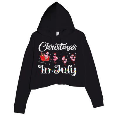 flamingo pink camping car christmas in july party Crop Fleece Hoodie