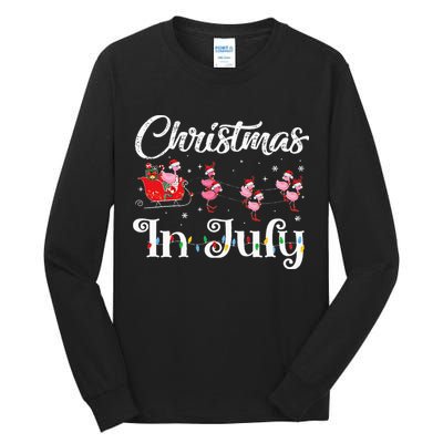 flamingo pink camping car christmas in july party Tall Long Sleeve T-Shirt