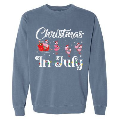 flamingo pink camping car christmas in july party Garment-Dyed Sweatshirt