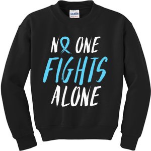 Fight Prostate Cancer Awareness Light Blue Ribbon Survivor Kids Sweatshirt