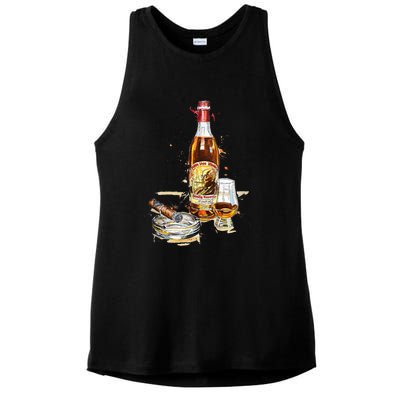 Funny Pappy & Cigar Painting, Blantons, Buffalo Trace 1 Ladies PosiCharge Tri-Blend Wicking Tank