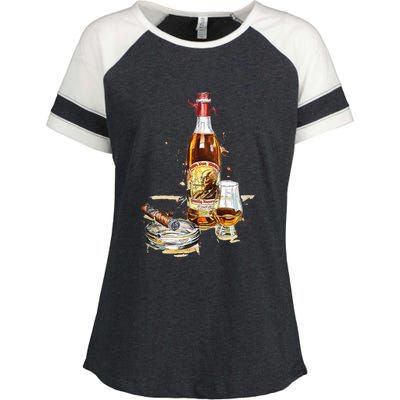 Funny Pappy & Cigar Painting, Blantons, Buffalo Trace 1 Enza Ladies Jersey Colorblock Tee