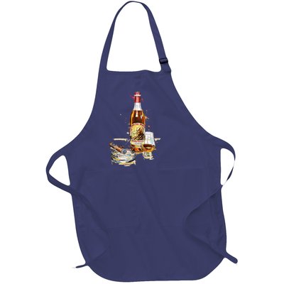 Funny Pappy & Cigar Painting, Blantons, Buffalo Trace 1 Full-Length Apron With Pockets