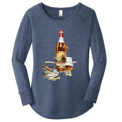 Funny Pappy & Cigar Painting, Blantons, Buffalo Trace 1 Women's Perfect Tri Tunic Long Sleeve Shirt