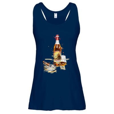 Funny Pappy & Cigar Painting, Blantons, Buffalo Trace 1 Ladies Essential Flowy Tank