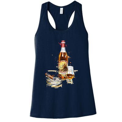 Funny Pappy & Cigar Painting, Blantons, Buffalo Trace 1 Women's Racerback Tank