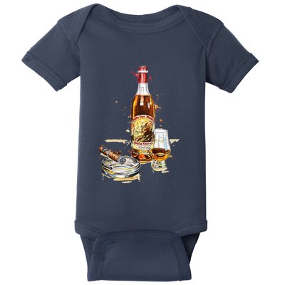 Funny Pappy & Cigar Painting, Blantons, Buffalo Trace 1 Baby Bodysuit