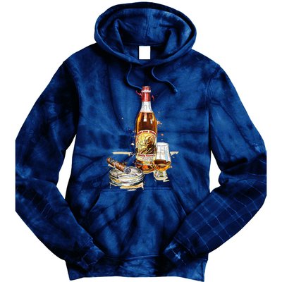 Funny Pappy & Cigar Painting, Blantons, Buffalo Trace 1 Tie Dye Hoodie